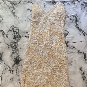 Nude floral tight dress mid thigh